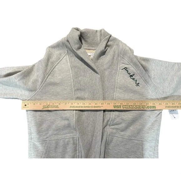 WEAR by Erin Andrews Womens Gray GB Packers Sherpa Open Front Cardigan Jacket L - Picture 4 of 12